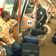 Metropolitan Atlanta Rapid Transit Authority Police Officer Paris Swinson searches for explosives with his bomb-sniffing dog, Haro, on the North Line on July 7, 2005 (Barry Williams/Getty Images)